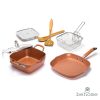 Set De Olla Y Sartén Copper Cobre 7 Piezas