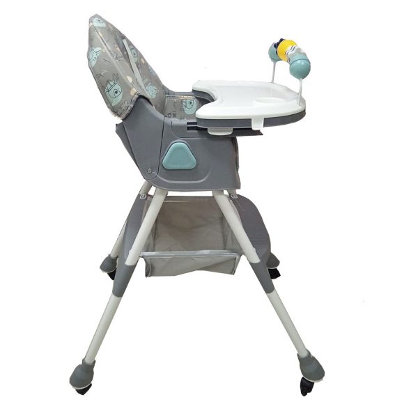 Silla de Comer Plegable Con Ruedas Doble bandeja LULU Gris - Imagen 2