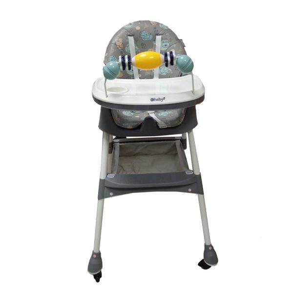 Silla de Comer Plegable Con Ruedas Doble bandeja LULU Gris - Imagen 4