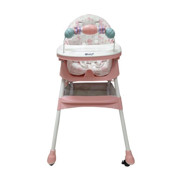 Silla de Comer Plegable Con Ruedas Doble bandeja LULU Fucsia - Imagen 3