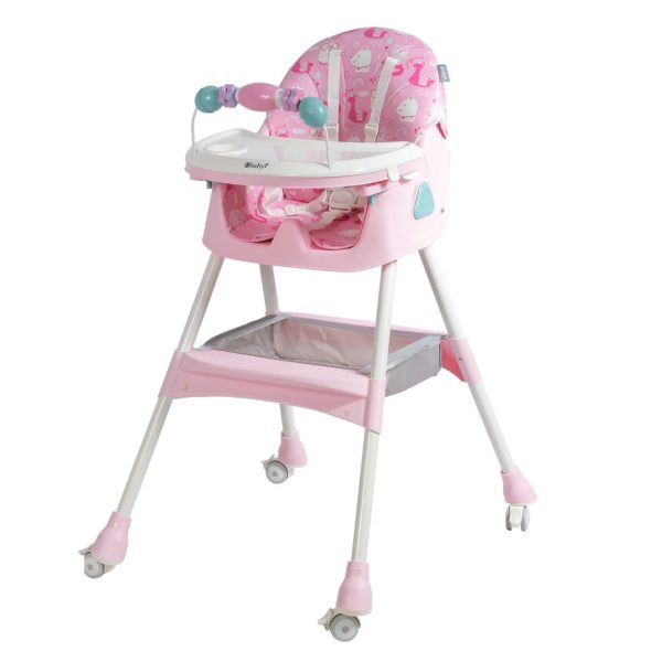 Silla de Comer Asiento Reclinable con Ruedas DALI Fucsia - Imagen 4