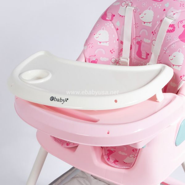 Silla de Comer Asiento Reclinable con Ruedas DALI Fucsia - Imagen 2