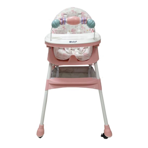 Silla de Comer Plegable Con Ruedas Doble bandeja LULU Rosado - Imagen 2