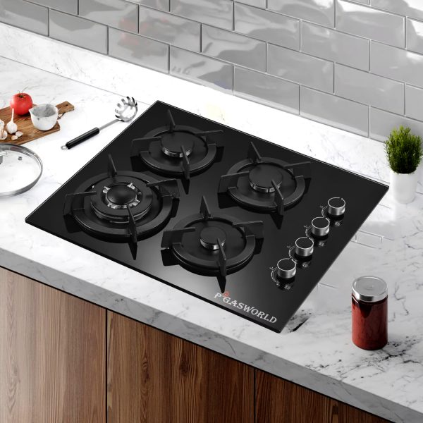 Cocina Empotrable  PGas 4 Quemadores Vidrio Templado 60cm