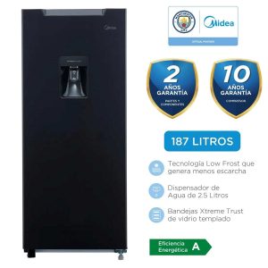 Refrigeradora Monopuerta Midea 187L Negra MDRD190ANLXW