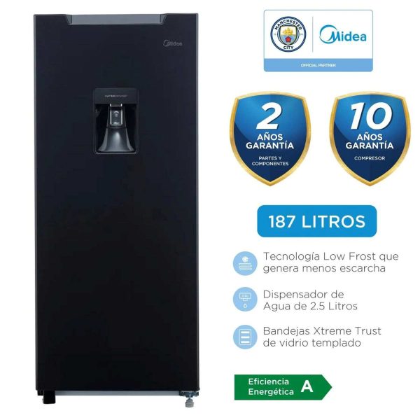 Refrigeradora Monopuerta Midea 187L Negra MDRD190ANLXW