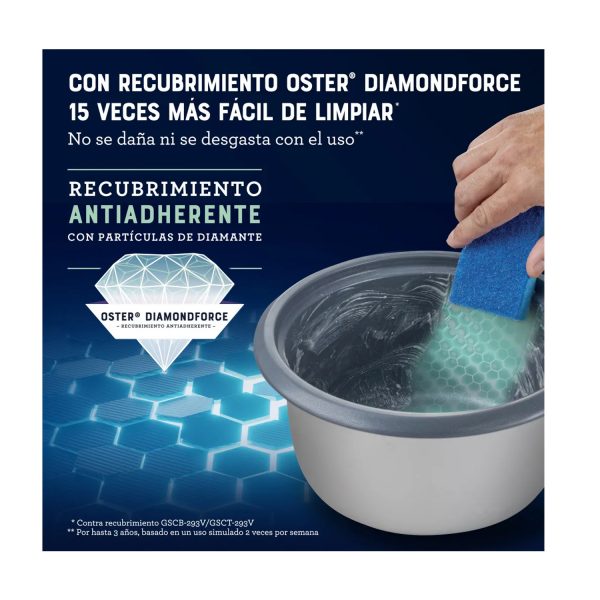 Olla Arrocera Oster de 1 8L DiamondForce CKSTRCB10DFSKE Gris - Imagen 3