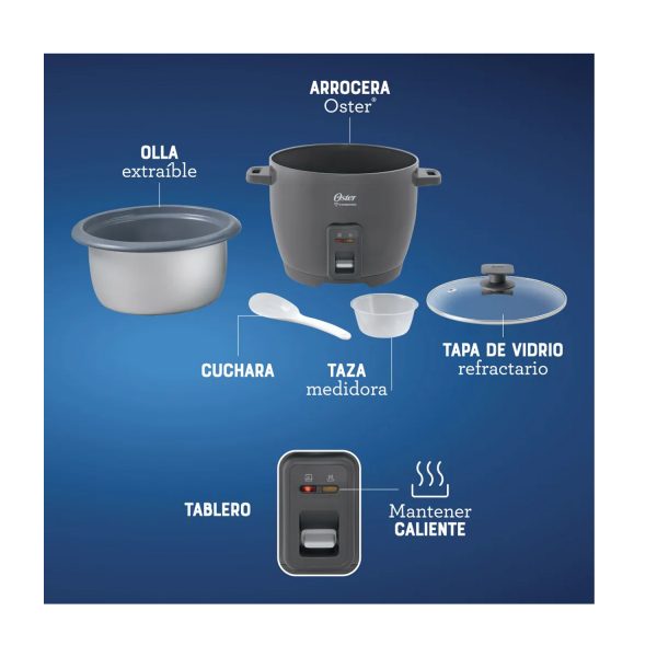 Olla Arrocera Oster de 1 8L DiamondForce CKSTRCB10DFSKE Gris - Imagen 2
