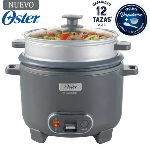 Olla Arrocera Oster 12 Tazas 3 en 1 Función de Sofrito Vaporera Gris