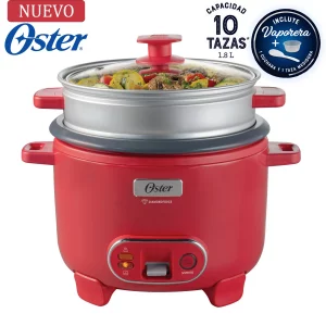 Olla Arrocera Oster CKSTRC10DFPNK 1.8L 3 en 1 Función de Sofrito Vaporera Rojo