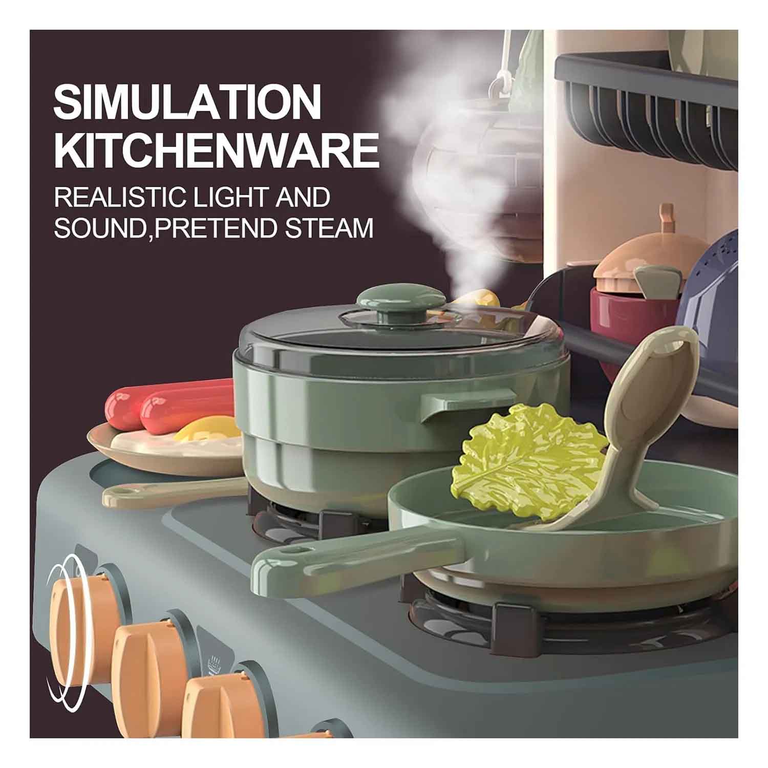 Juguete Set de Cocina para Niñas Armable con Luz y Sonido Verde 43pcs - Imagen 2