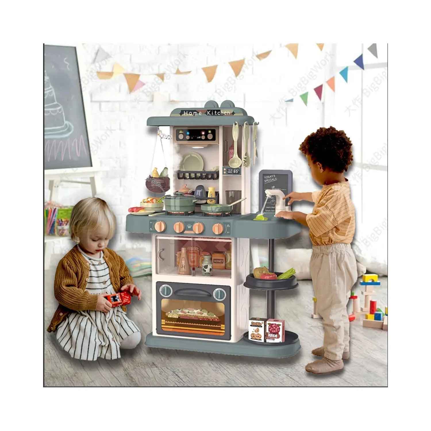 Juguete Set de Cocina para Niñas Armable con Luz y Sonido Verde 43pcs - Imagen 5
