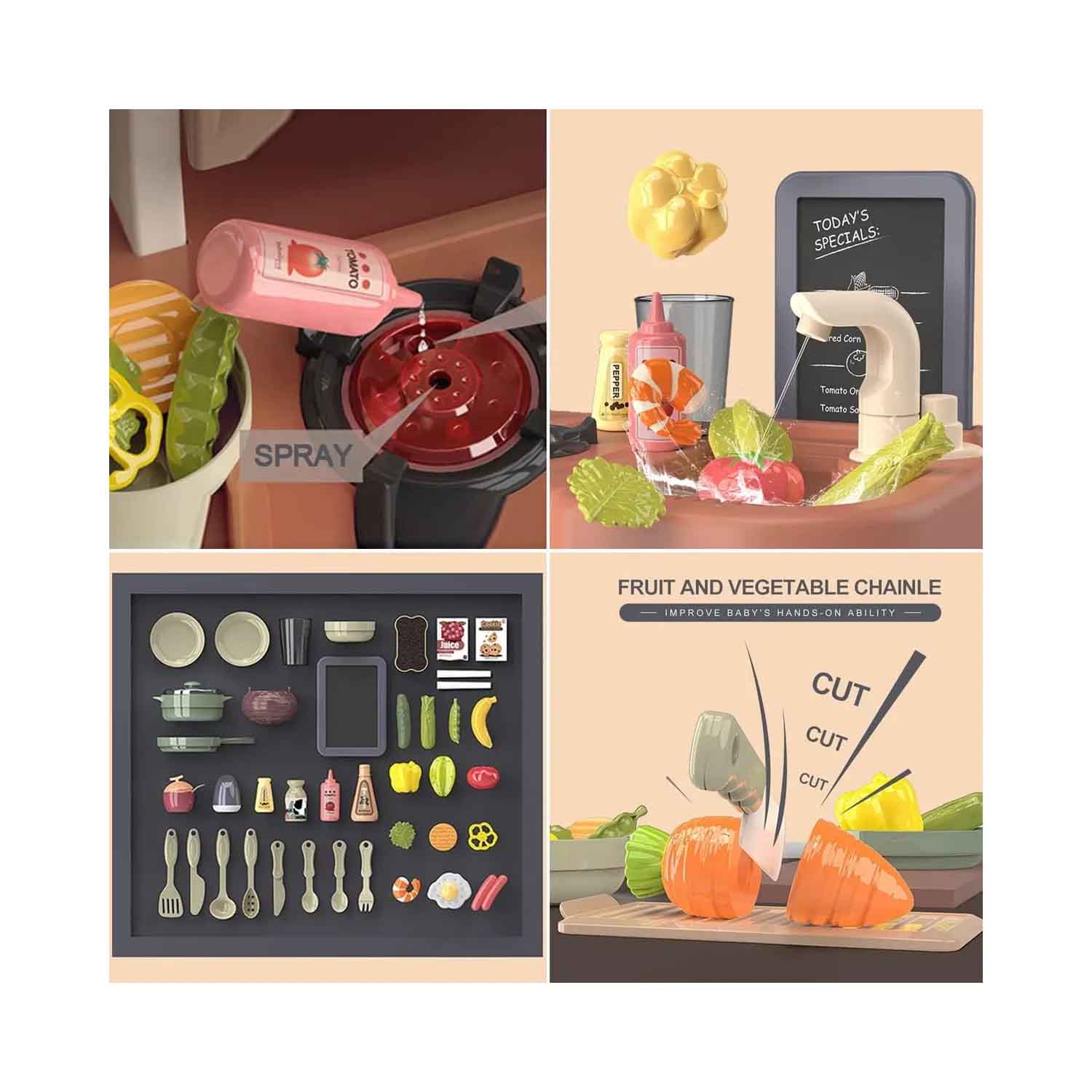 Juguete Set de Cocina para Niñas Armable con Luz y Sonido Verde 43pcs - Imagen 3