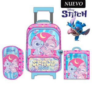 Set de Mochila con Ruedas Oficio Lonchera y Cartuchera STITCH