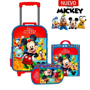 Set de Mochila con Ruedas Oficio Lonchera y Cartuchera MICKEY