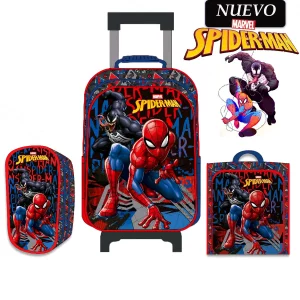 Set de Mochila con Ruedas Oficio Lonchera y Cartuchera Spiderman