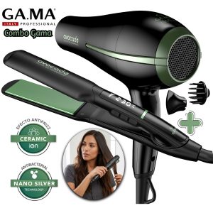 Combo GAMA Avocado 220V Secadora + Alisador X-Wide Profesional