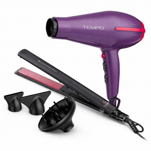 Combo GAMA Secadora Tempo 2200W + Plancha Bella Tourmaline Red Ion