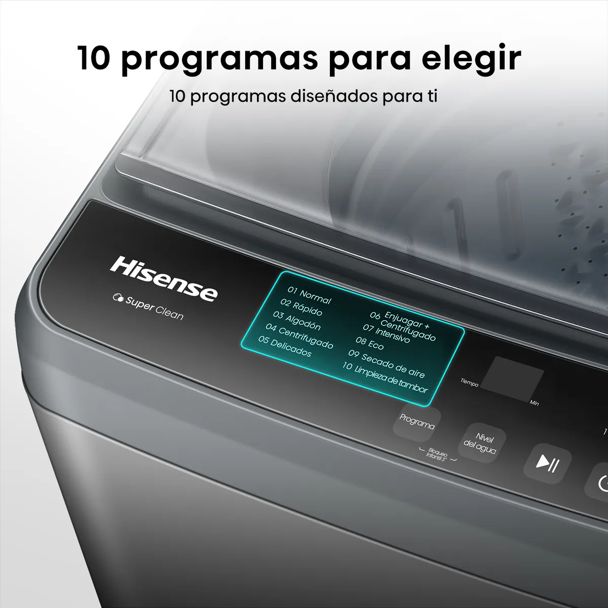 Lavadora Hisense Carga Superior 10kg WT1D1030UT - Imagen 3
