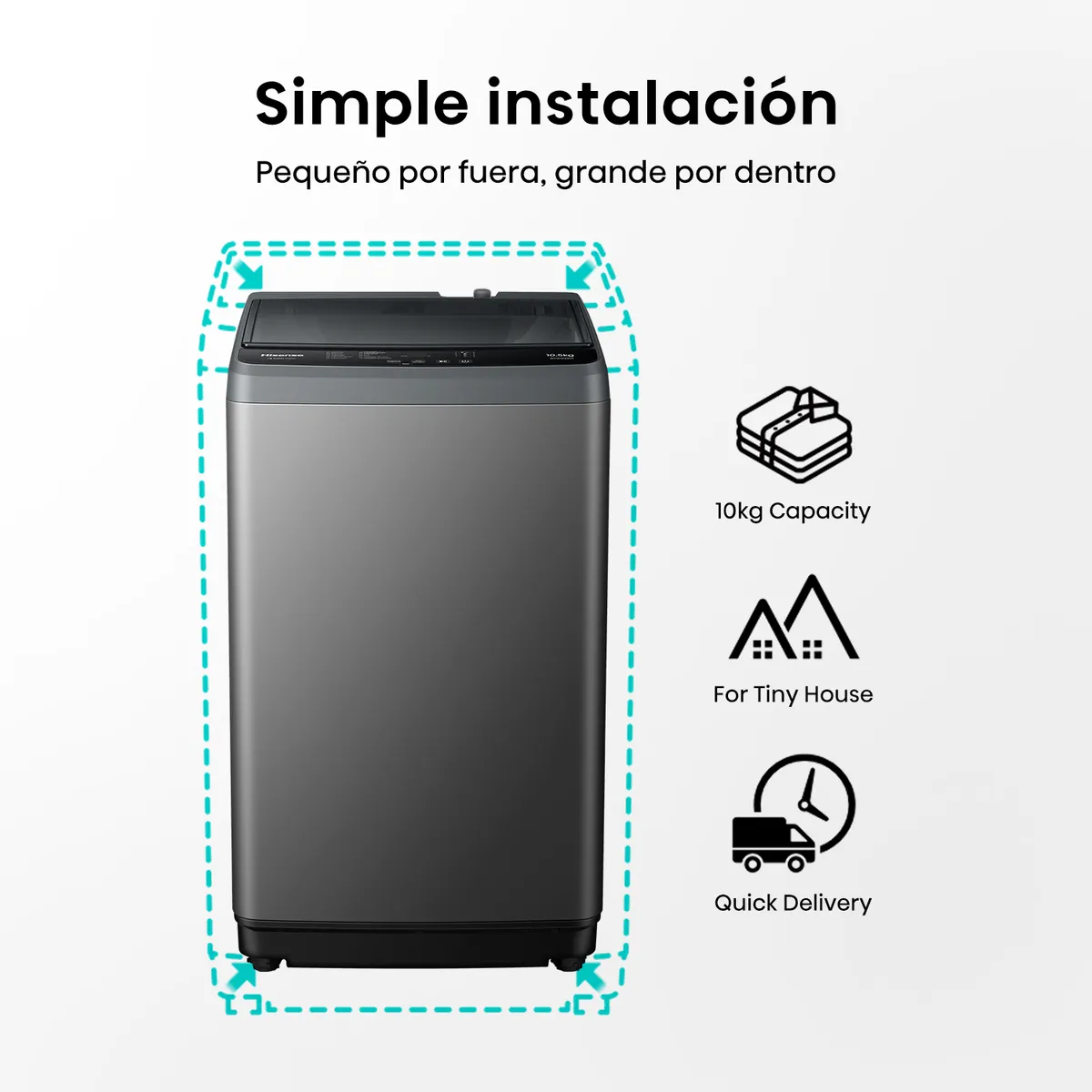 Lavadora Hisense Carga Superior 10kg WT1D1030UT - Imagen 7