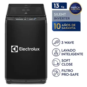 Lavadora Electrolux Carga Superior 13kg Efficient Silent Inverter Negra EWIJ13F2XSYB