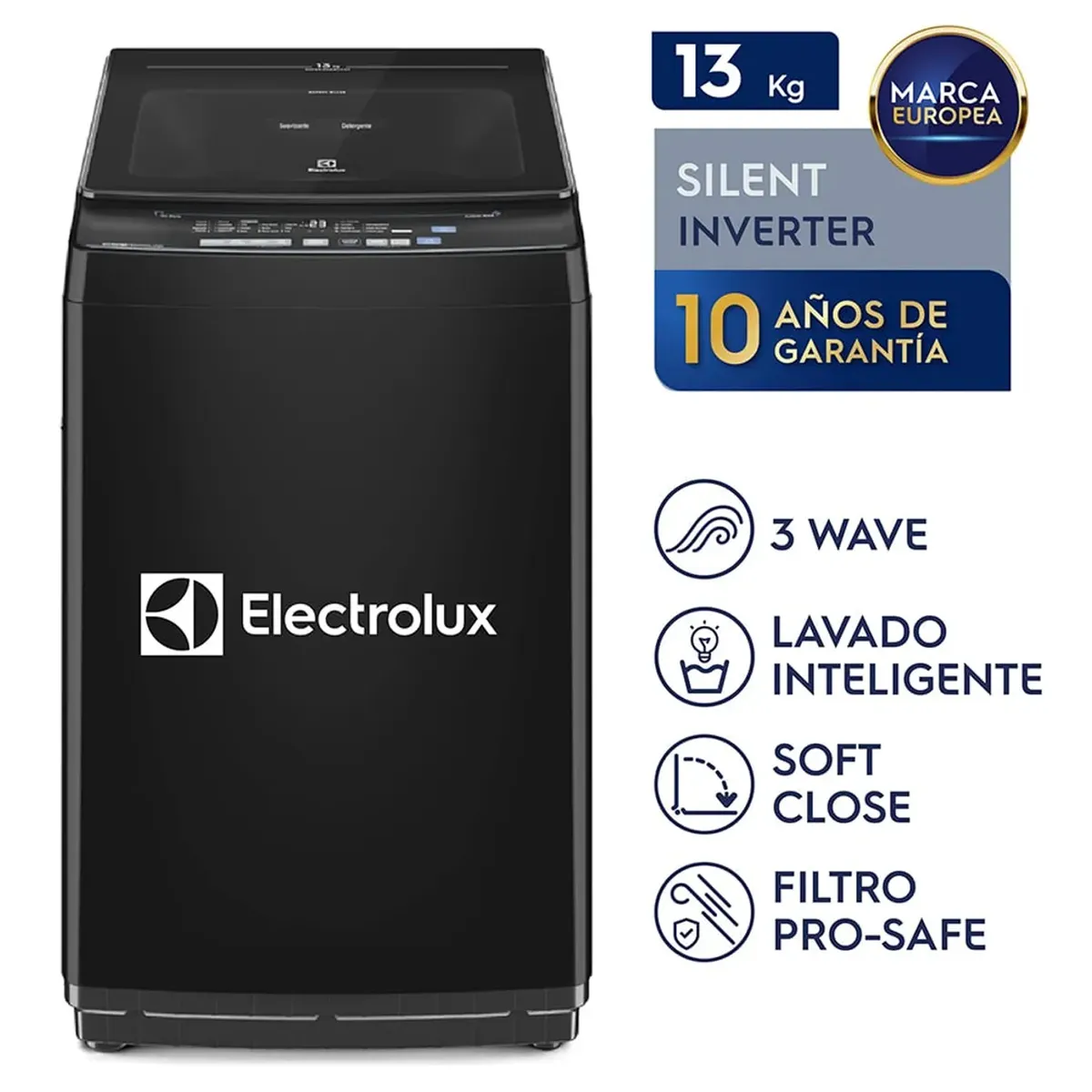 Lavadora Electrolux Carga Superior 13kg Efficient Silent Inverter Negra EWIJ13F2XSYB
