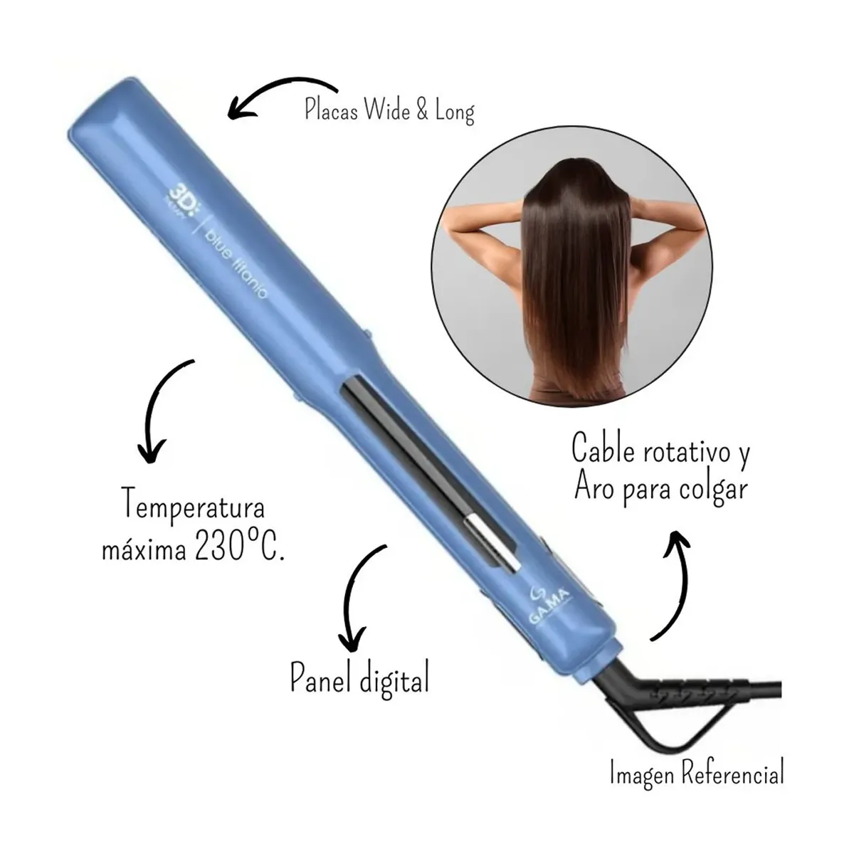 Plancha Alisador Starlight 3D Blue Titanio Gama BECHS0000002439 - Imagen 2