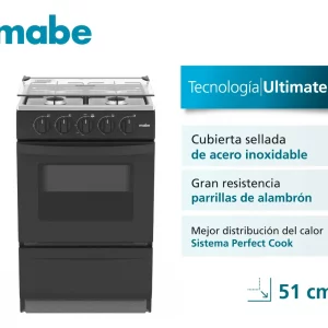 Cocina De Piso A Gas 51 Cm Negro Mabe Emp2000an0