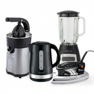 Cuatricombo Licuadora 1.5L 400W + Hervidor de 1.7 LT + Exprimidor de Cítricos de Palanca  85W + Plancha Clásica 1000 Watts