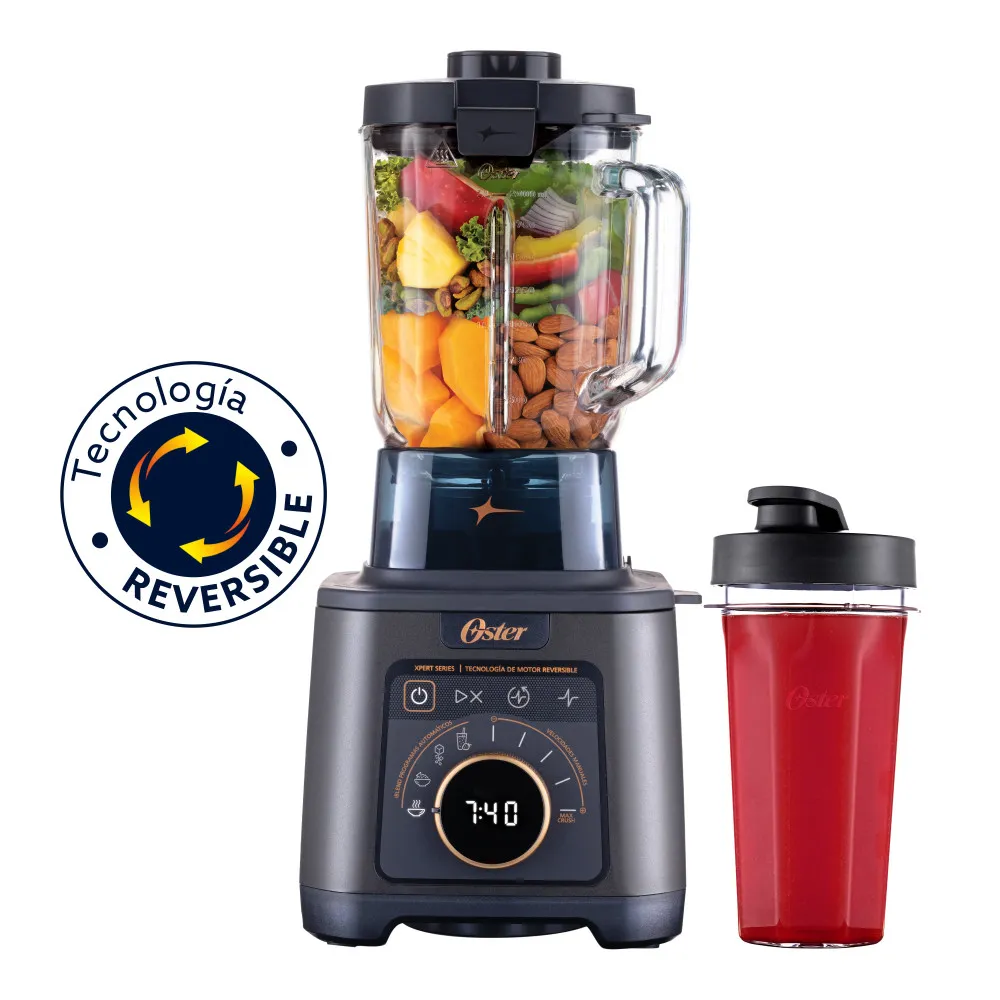 Licuadora Profesional Titan Oster de 2200 W con 4 Programas, 5 Velocidades, Vaso de Vidrio 2.5 L y Cuchilla de Acero Inoxidable, Negra, BLSTXT-XG-053