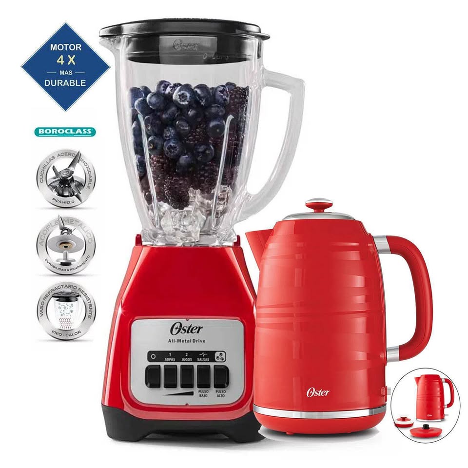 Combo Oster Licuadora BLSTKAG-RPB +Hervidor 4177R