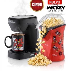 Combo Atma Cafetera Eléctrica Disney Con Taza De Mickey +Pop Corn Maker Canchita Sin Aceite
