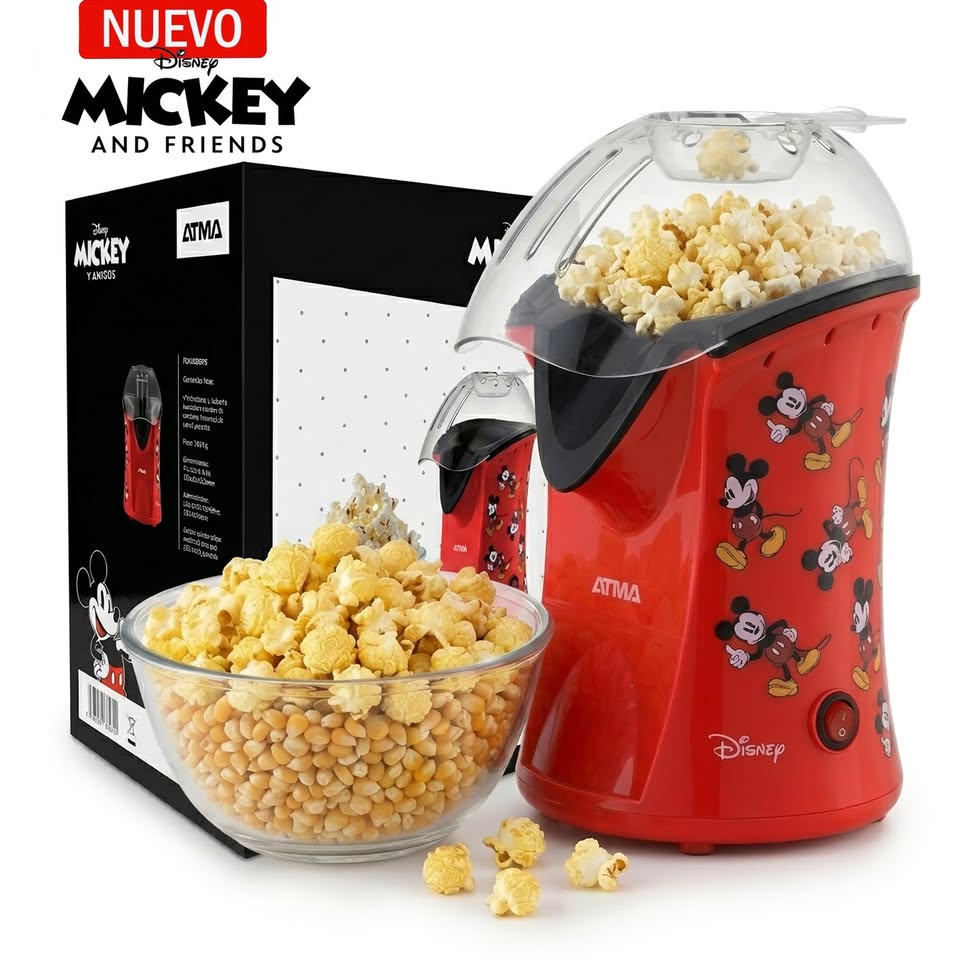 Combo Atma Cafetera Eléctrica Disney Con Taza De Mickey +Pop Corn Maker Canchita Sin Aceite - Imagen 5