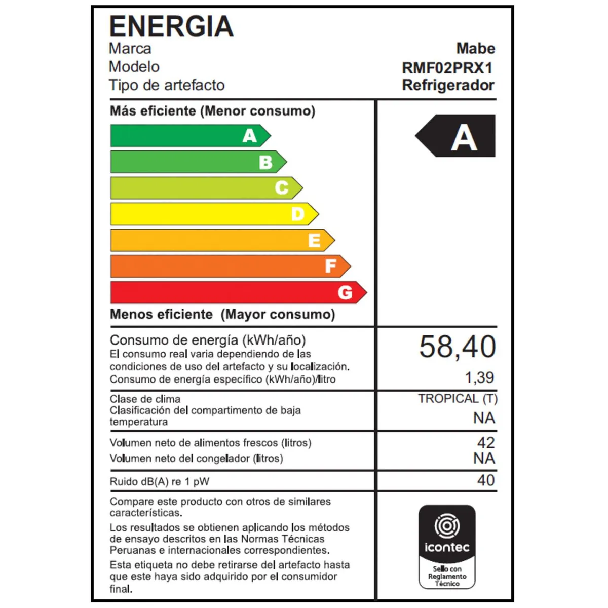 Frigobar 42 L Brutos Inox Mabe RMF02PRX1 - Imagen 7