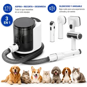Set de Cuidado para Mascotas con Aspiradora Qualitypets 3 EN 1