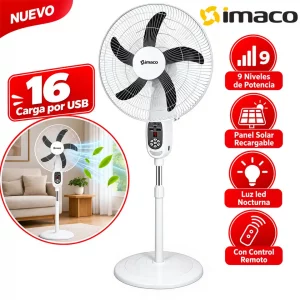 Ventilador Imaco 16" Solar Recargable de Pedestal FAN1618SOL