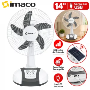 Ventilador Imaco 14" Solar Recargable de mesa FAN1418SOL