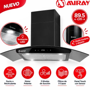 Campana Extractora Miray CEDM-905V 89.5 cm Negro