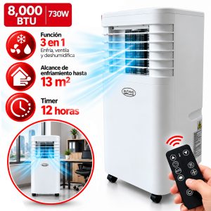 Aire Acondicionado Portátil ALFANO 8000 BTU 3 en 1 PAC-8