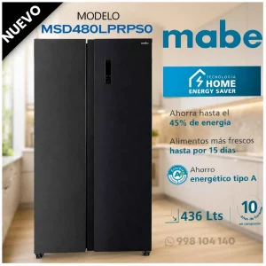 Refrigerador Side by Side No Frost 436 litros Netos Black Steel Mabe  MSD480LPRPS0